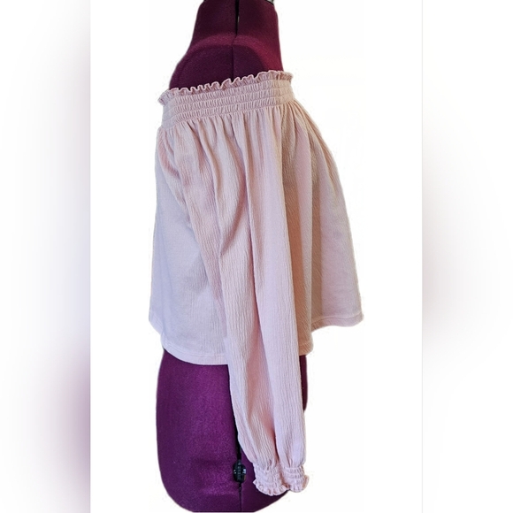 H&M Off-Shoulder Dusty Pink Cropped Blouse - Picture 3 of 14